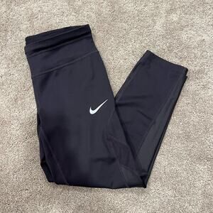 Nike Dri Fit Women's Cropped Legging Grey Size‎ Small Mesh Sides Drawstring